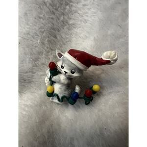 Vintage 80s Christmas Lights Kitty Cat Festive Avon Brooch Pin Original Box
